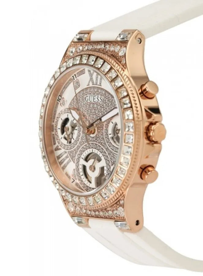  Shop Authentic Guess Moonlight Diamonds White Dial White Rubber Strap Watch for Women - GW0257L2 - Luxxuri