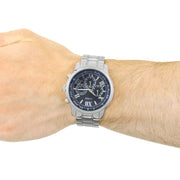  Shop Authentic Guess Horizon Chronograph Quartz Blue Dial Silver Steel Strap Watch for Men - W0379G3 - Luxxuri