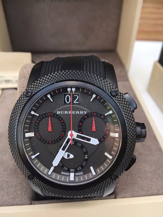  Shop Authentic Burberry The Endurance Chronograph Black Dial Black Rubber Strap Watch For Men - BU9802 - Luxxuri