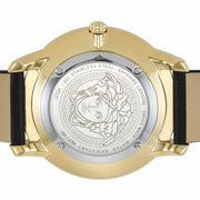  Shop Authentic Versace Audrey Quartz Black Dial Black Leather Strap Watch for Women - VELR00319 - Luxxuri