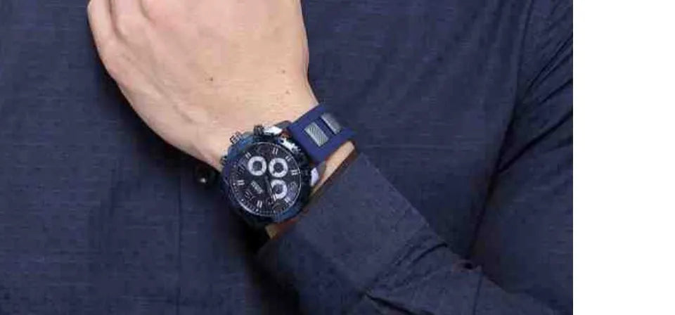  Shop Authentic Guess Velocity Chronograph Blue Dial Blue Rubber Steel Strap Watch for Men - W0599G4 - Luxxuri