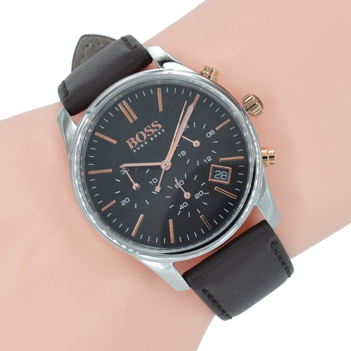  Shop Authentic Hugo Boss Time One Black Dial Brown Leather Strap Watch for Men - 1513448 - Luxxuri