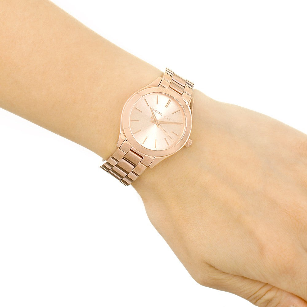  Shop Authentic Michael Kors Slim Runway Rose Gold Dial Rose Gold Steel Strap Watch for Women - MK3513 - Luxxuri