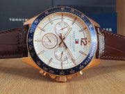  Shop Authentic Tommy Hilfiger Luke Quartz White Dial Brown Leather Strap Watch for Men - 1791118 - Luxxuri