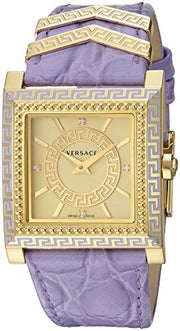  Shop Authentic Versace Day Glam Chronograph Gold Dial Purple Leather Strap Watch for Women - VQF040015 - Luxxuri