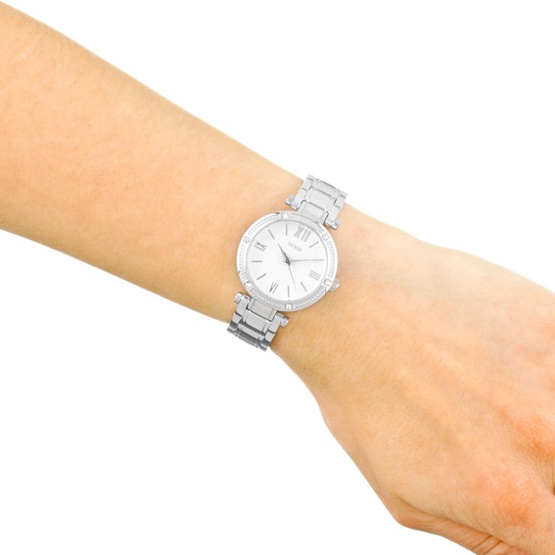  Shop Authentic Guess Park Ave White Dial Silver Steel Strap Watch for Women - W0767L1 - Luxxuri