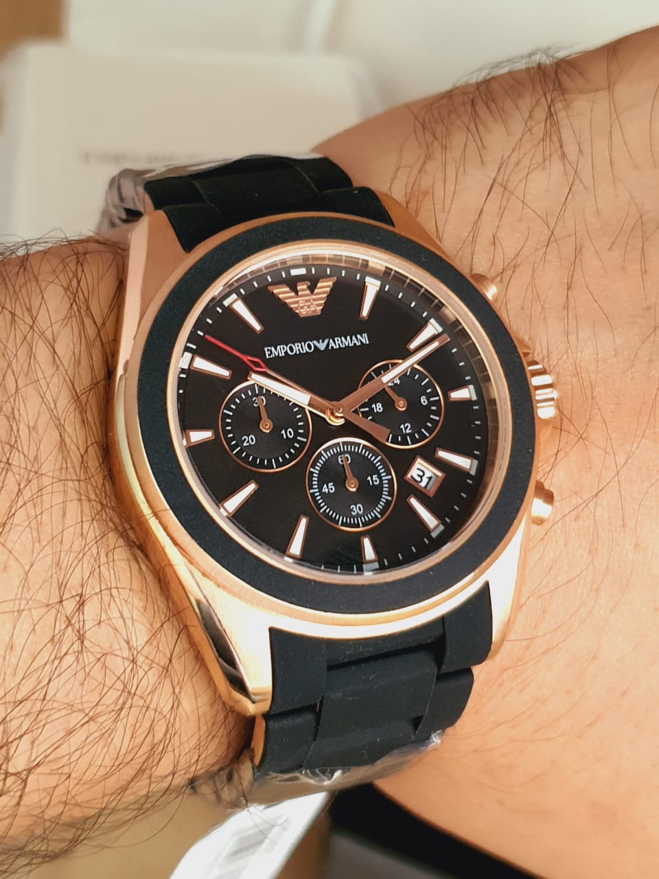  Shop Authentic Emporio Armani Sigma Chronograph Black Dial Black SIlicon Strap Watch For Men - AR6066 - Luxxuri