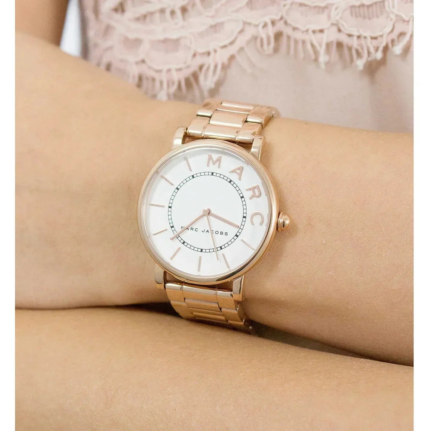  Shop Authentic Marc Jacobs Roxy White Dial Rose Gold Steel Strap Watch for Women - MJ3523 - Luxxuri