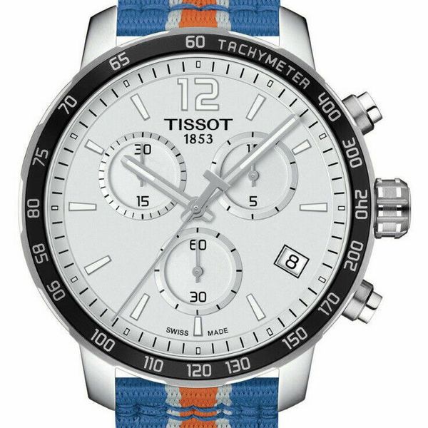  Shop Authentic Tissot Quickster Chronograph NBA New York Kicks White Dial Multicolored Nato Strap Watch For Men - T095.417.17.037.06 - Luxxuri