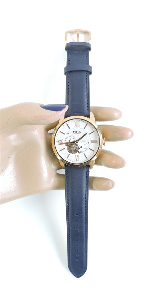  Shop Authentic Fossil Townsman Automatic Chronograph White Dial Blue Leather Strap Watch for Men - ME3167 - Luxxuri