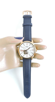  Shop Authentic Fossil Townsman Automatic Chronograph White Dial Blue Leather Strap Watch for Men - ME3167 - Luxxuri