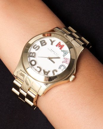  Shop Authentic Marc Jacobs Rivera White Dial Gold Steel Strap Watch for Women - MBM3137 - Luxxuri