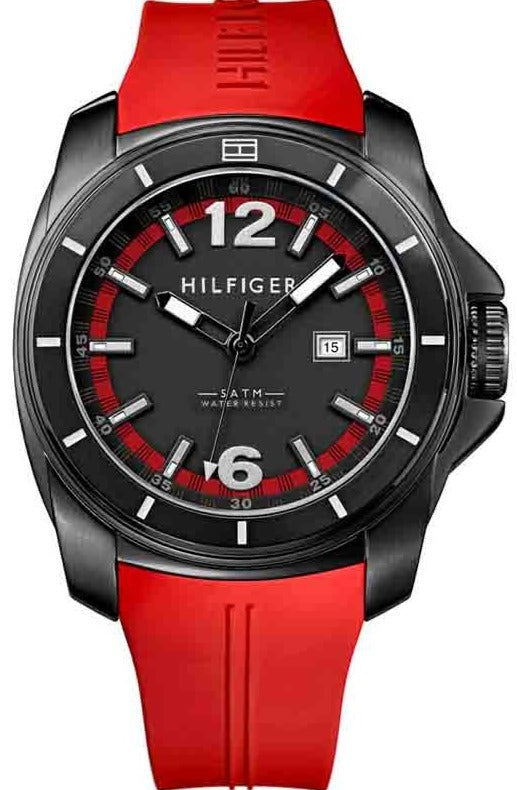  Shop Authentic Tommy Hilfiger Windsurf Black Dial Red Rubber Strap Watch for Men - 1791112 - Luxxuri