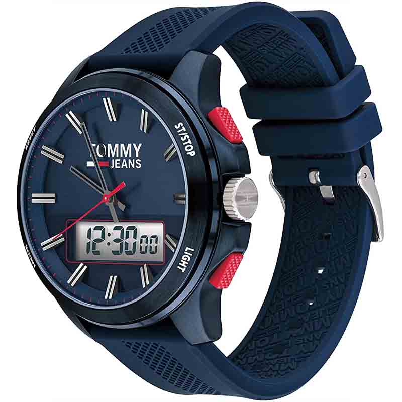  Shop Authentic Tommy Hilfiger Digital Analog Blue Dial Blue Rubber Strap Watch For Men - 1791761 - Luxxuri