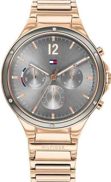  Shop Authentic Tommy Hilfiger Eve Chronograph Quartz Grey Dial Rose Gold Steel Strap Watch For Women - 1782277 - Luxxuri