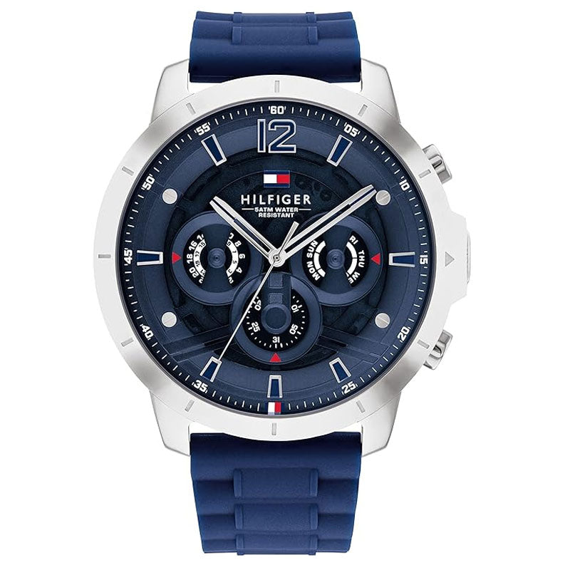  Shop Authentic Tommy Hilfiger Luca Chronograph Blue Dial Blue Silicone Strap Watch For Men - 1710489 - Luxxuri