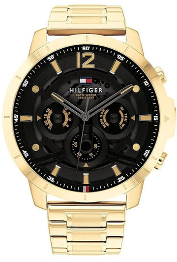  Shop Authentic Tommy Hilfiger Luca Chronograph Black Dial Gold Steel Strap Watch For Men - 1710511 - Luxxuri