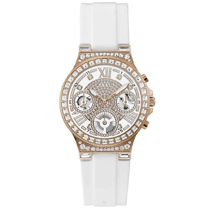 Shop Authentic Guess Moonlight Diamonds White Dial White Rubber Strap Watch for Women - GW0257L2 - Luxxuri
