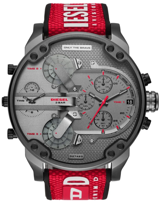  Shop Authentic Diesel Mr Daddy 2.0 Chronograph Grey Dial Red Rubber Strap Watch For Men - DZ7423 - Luxxuri
