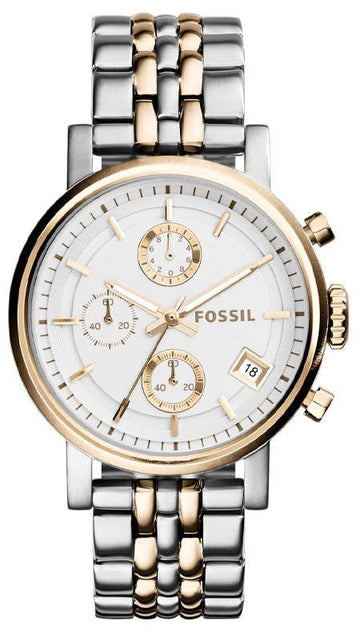  Shop Authentic Fossil Original Boyfriend Analog White Dial Two Tone Steel Strap Watch for Women - ES3746 - Luxxuri