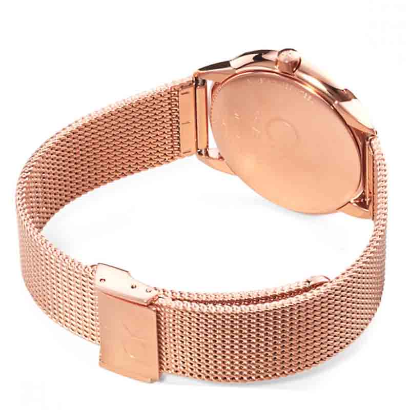  Shop Authentic Calvin Klein Minimal Black Dial Rose Gold Mesh Bracelet Watch for Men - K3M21621 - Luxxuri