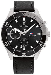  Shop Authentic Tommy Hilfiger Larson Chronograph Black Dial Black Leather Strap Watch For Men - 1791984 - Luxxuri