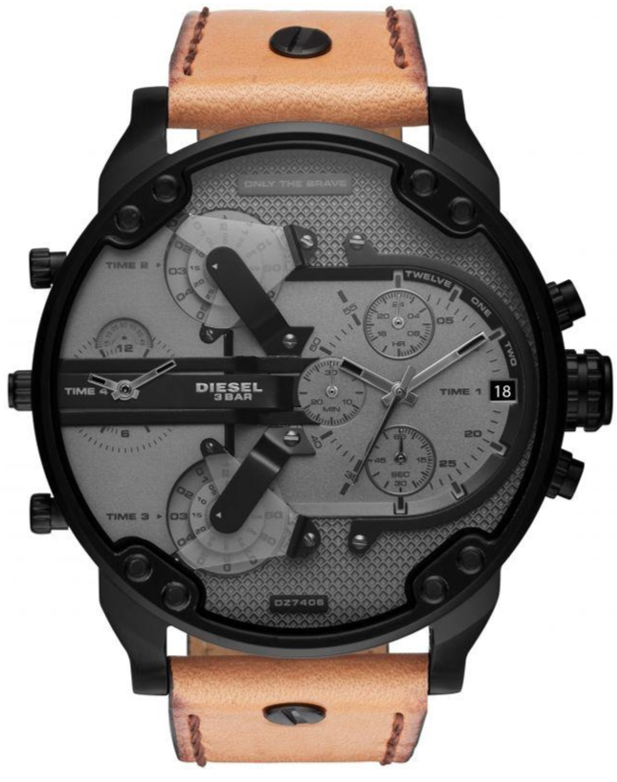  Shop Authentic Diesel Mr. Daddy 2.0 Chronograph Grey Dial Brown Leather Strap Watch For Men - DZ7406 - Luxxuri