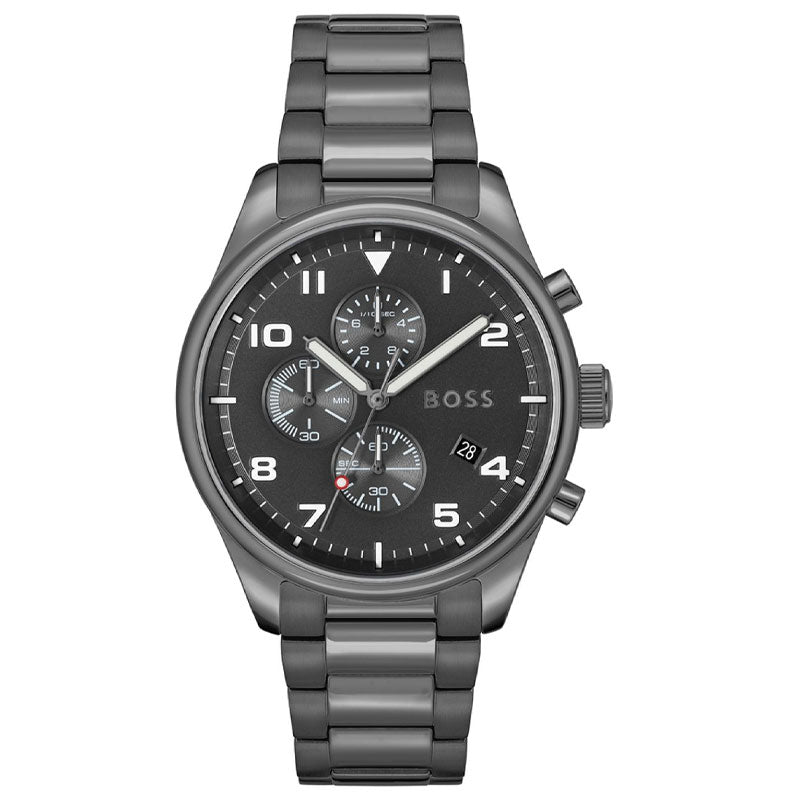  Shop Authentic Hugo Boss View Chronograph Grey Dial Grey Steel Strap Watch For Men - 1513991 - Luxxuri