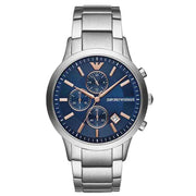  Shop Authentic Emporio Armani Renato Chronograph Blue Dial Silver Steel Strap Watch For Men - AR11458 - Luxxuri