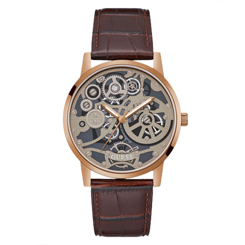  Shop Authentic Guess Gadget Brown Dial Brown Leather Strap Watch for Men - GW0570G2 - Luxxuri