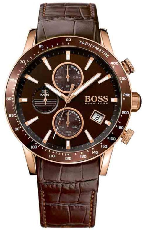  Shop Authentic Hugo Boss Rafale Chronograph Brown Dial Brown Leather Strap Watch For Men - 1513392 - Luxxuri