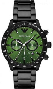  Shop Authentic Emporio Armani Mario Chronograph Green Dial Black Steel Strap Watch For Men - AR11472 - Luxxuri
