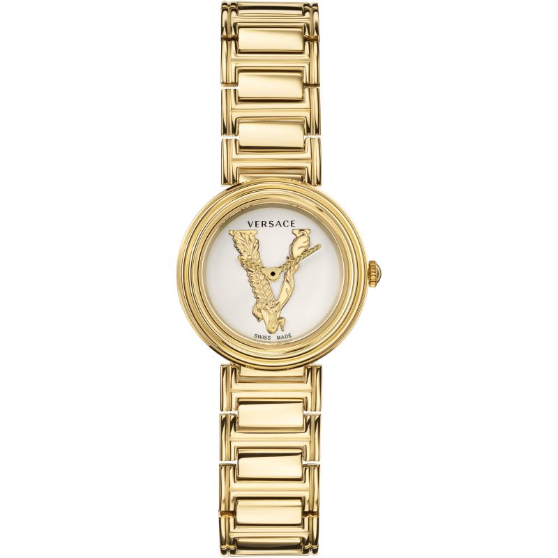  Shop Authentic Versace Mini Virtus Quartz White Dial Gold Steel Strap Watch For Men - VET300221 - Luxxuri