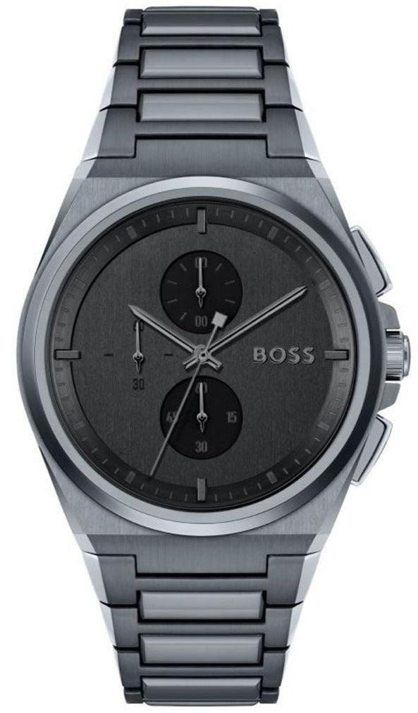  Shop Authentic Hugo Boss Steer Chronograph Quartz Grey Dial Grey Steel Strap Watch For Men - 1513996 - Luxxuri