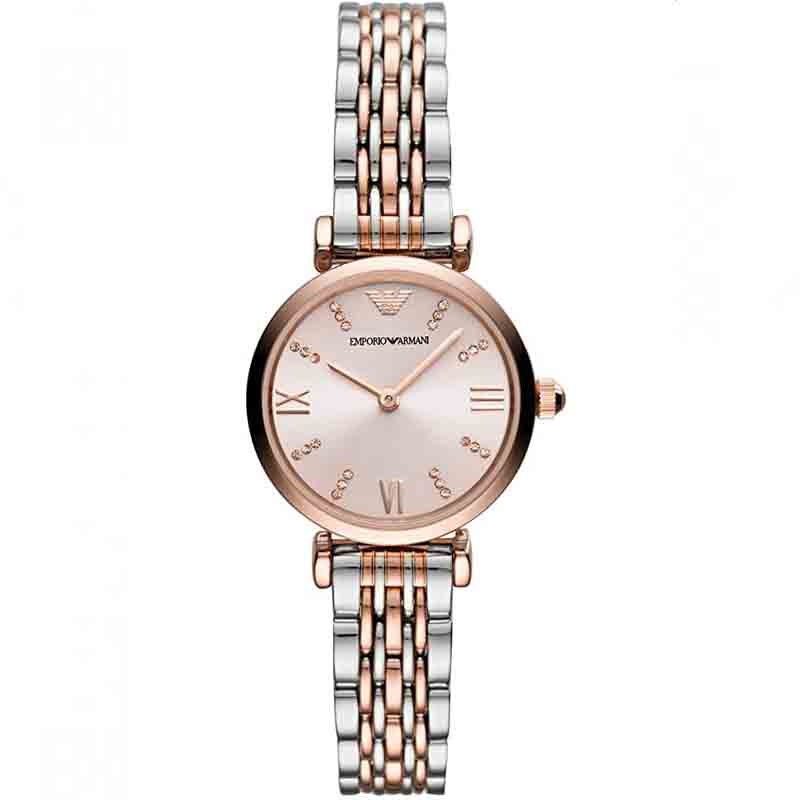  Shop Authentic Emporio Armani Gianni T Bar Pink Dial Two Tone Steel Strap Watch For Women - AR11223 - Luxxuri