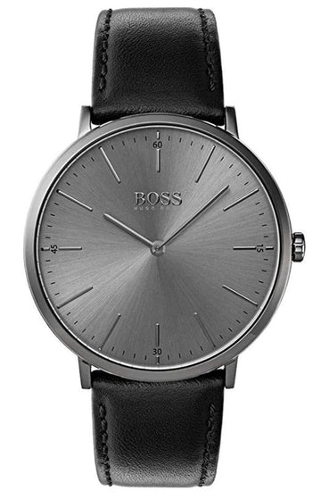  Shop Authentic Hugo Boss Modern Grey Dial Black Leather Strap Watch for Men - 1513540 - Luxxuri