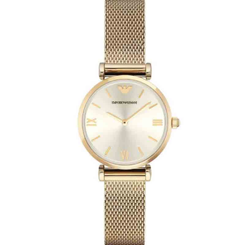  Shop Authentic Emporio Armani Retro Gold Dial Gold Mesh Bracelet Watch For Women - AR1957 - Luxxuri