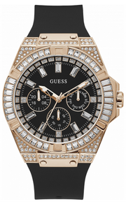  Shop Authentic Guess Zeus Multifunction Crystals Black Dial Black Silicone Strap Watch For Men - GW0208G4 - Luxxuri