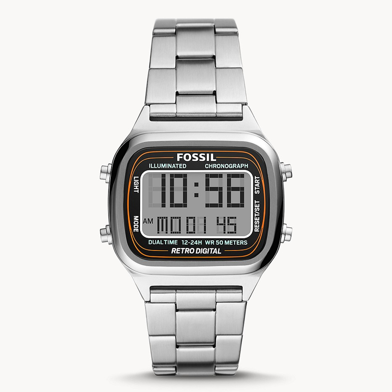  Shop Authentic Fossil Retro Digital Silver Dial Silver Steel Strap Watch for Men - FS5844 - Luxxuri