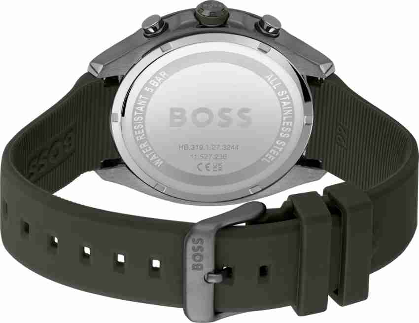  Shop Authentic Hugo Boss Velocity Chronograph Green Dial Green Rubber Strap Watch For Men - 1514060 - Luxxuri