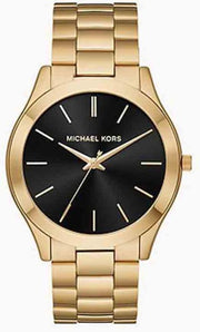  Shop Authentic Michael Kors Slim Runway Quartz Black Dial Gold Steel Strap Watch For Men - MK8621 - Luxxuri
