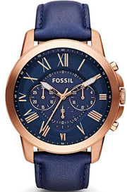  Shop Authentic Fossil Grant Chronograph Blue Dial Blue Leather Strap Watch for Men - FS4835 - Luxxuri