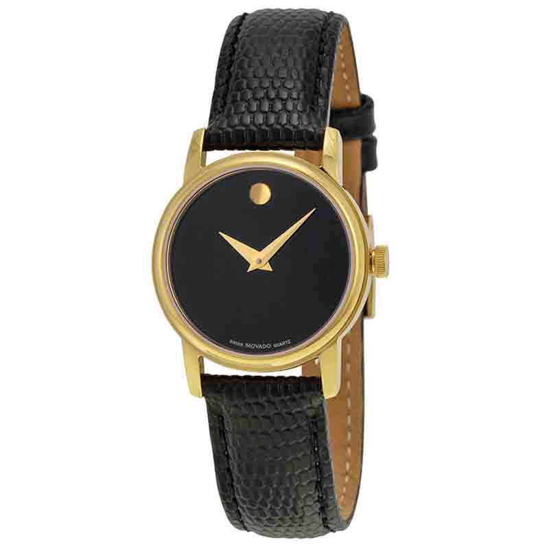  Shop Authentic Movado Museum Black Dial Black Leather Strap Watch For Women - 2100006 - Luxxuri