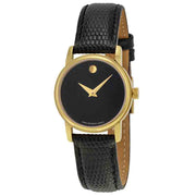  Shop Authentic Movado Museum Black Dial Black Leather Strap Watch For Women - 2100006 - Luxxuri