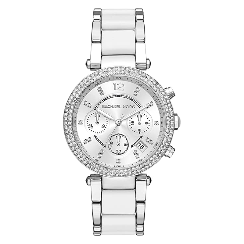  Shop Authentic Michael Kors Parker Chronograph Silver Dial Silver Steel Strap Watch For Women - MK6354 - Luxxuri