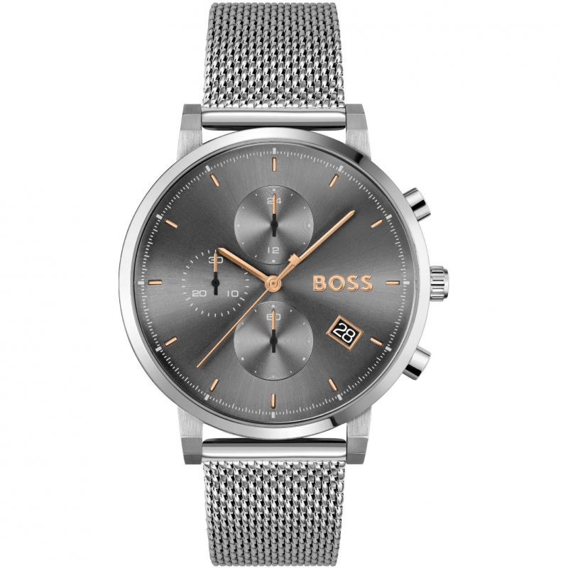  Shop Authentic Hugo Boss Integrity Grey Dial Silver Mesh Bracelet Watch for Men - 1513807 - Luxxuri