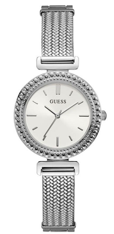  Shop Authentic Guess Quartz Silver Dial Silver Mesh Bracelet Watch For Women - W1152L1 - Luxxuri