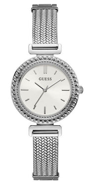  Shop Authentic Guess Quartz Silver Dial Silver Mesh Bracelet Watch For Women - W1152L1 - Luxxuri
