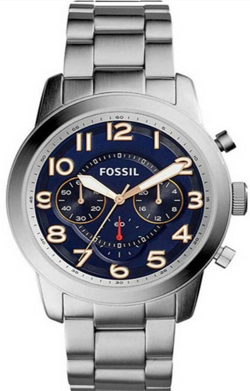  Shop Authentic Fossil Pilot 54 Chronograph Navy Blue Dial Silver Steel Strap Watch for Men - FS5203 - Luxxuri