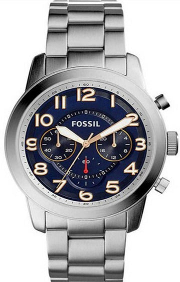  Shop Authentic Fossil Pilot 54 Chronograph Navy Blue Dial Silver Steel Strap Watch for Men - FS5203 - Luxxuri